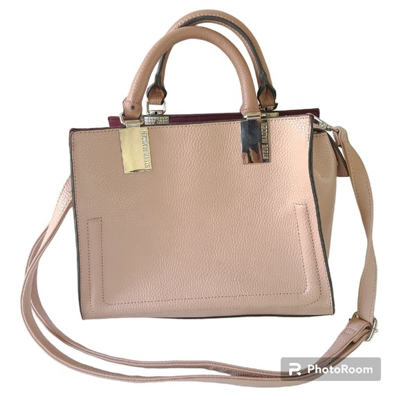 Steve Madden Crossbody Bag Purse Handbag Pink Blush Pebbled Logo - Picture 1 of 16